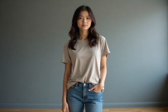 Jeune femme confiante en studio de casting intérieur