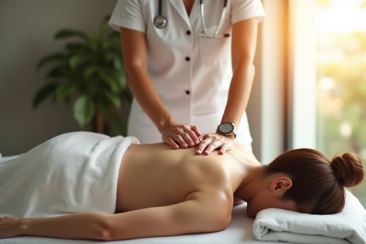 Thérapeute massage professionnel dans une clinique moderne